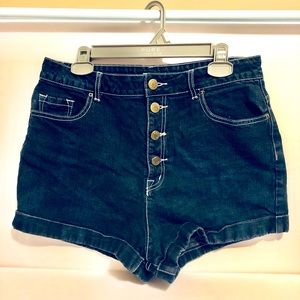 BDG Super High Rise Foxy dark denim shorts GUC